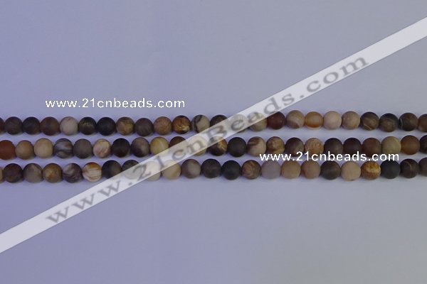 CWJ411 15.5 inches 6mm round matte wood jasper beads wholesale