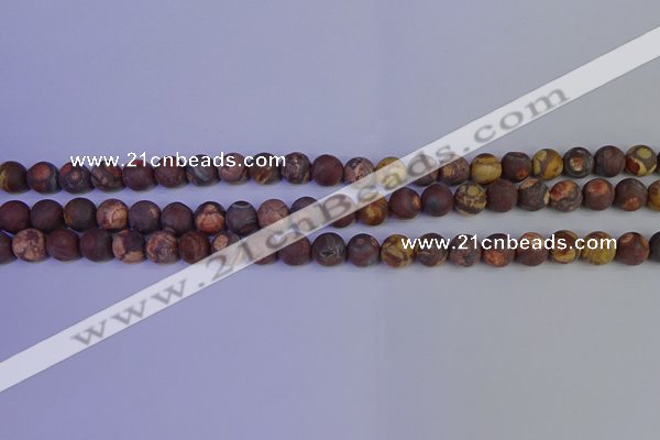 CWJ421 15.5 inches 6mm round matte wood eye jasper beads