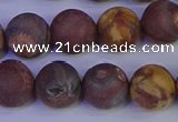 CWJ424 15.5 inches 12mm round matte wood eye jasper beads