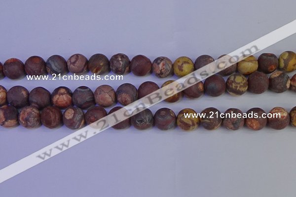 CWJ425 15.5 inches 14mm round matte wood eye jasper beads