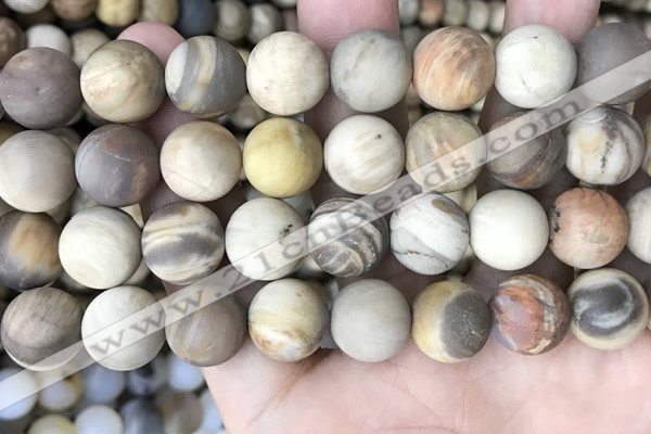 CWJ445 15.5 inches 14mm round matte wood jasper beads wholesale