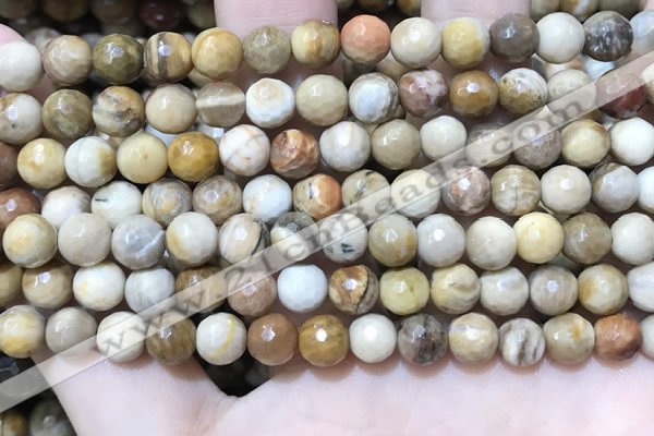 CWJ451 15.5 inches 6mm faceted round wood jasper beads wholesale