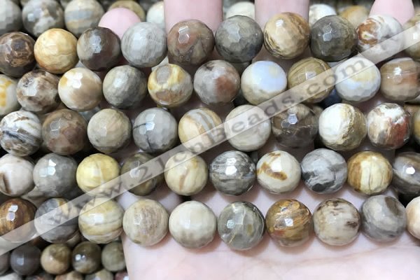 CWJ454 15.5 inches 12mm faceted round wood jasper beads wholesale