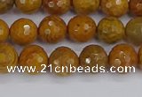 CWJ469 15.5 inches 6mm faceted round yellow petrified wood jasper beads