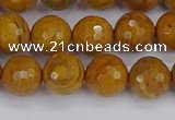 CWJ470 15.5 inches 8mm faceted round yellow petrified wood jasper beads