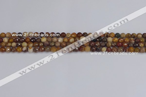 CWJ475 15.5 inches 4mm faceted round wood jasper gemstone beads