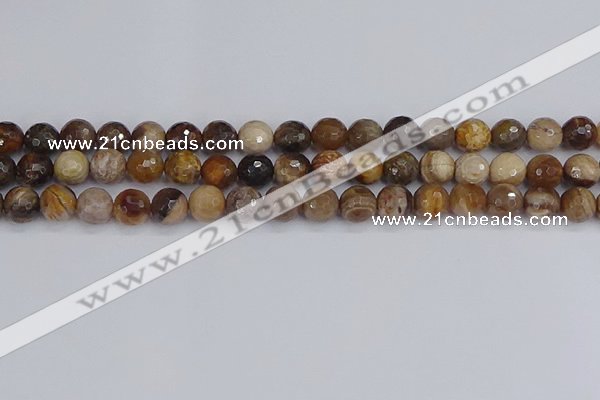 CWJ477 15.5 inches 8mm faceted round wood jasper gemstone beads