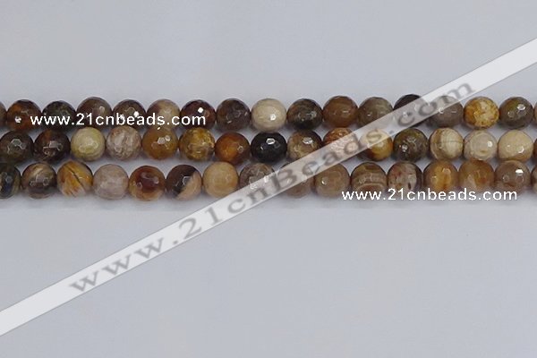 CWJ478 15.5 inches 10mm faceted round wood jasper gemstone beads