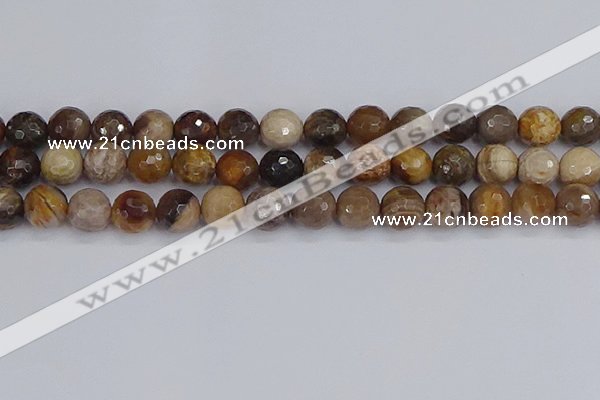 CWJ479 15.5 inches 12mm faceted round wood jasper gemstone beads