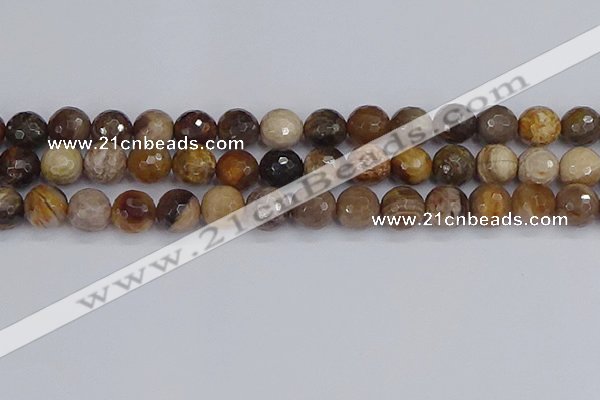 CWJ479 15.5 inches 12mm faceted round wood jasper gemstone beads