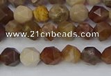 CWJ483 15.5 inches 6mm faceted nuggets wood jasper beads