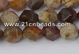 CWJ484 15.5 inches 8mm faceted nuggets wood jasper beads