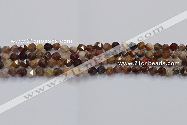 CWJ490 15.5 inches 6mm faceted nuggets wood jasper beads