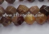 CWJ491 15.5 inches 8mm faceted nuggets wood jasper beads