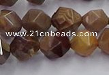 CWJ492 15.5 inches 10mm faceted nuggets wood jasper beads