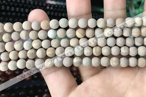 CWJ520 15.5 inches 4mm round matte wooden jasper beads wholesale