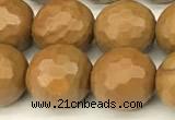 CWJ602 15 inches 8mm faceted round wooden jasper beads wholesale
