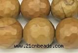 CWJ603 15 inches 10mm faceted round wooden jasper beads wholesale