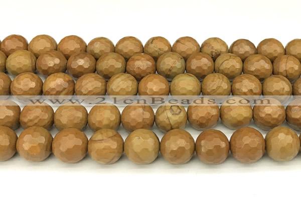 CWJ604 15 inches 12mm faceted round wooden jasper beads wholesale