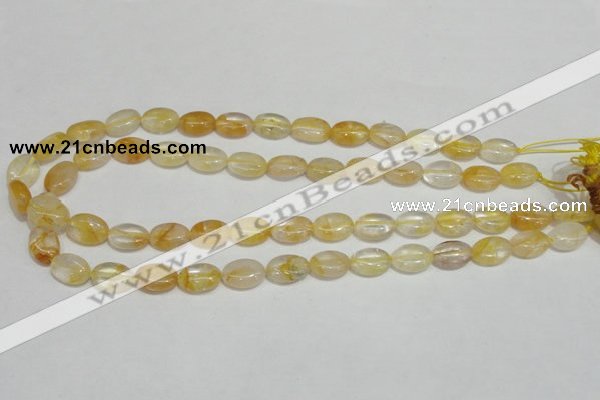 CYC01 15.5 inches 10*14mm oval yellow crystal quartz beads