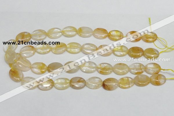 CYC02 15.5 inches 15*20mm oval yellow crystal quartz beads