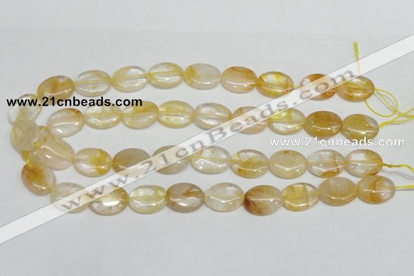 CYC02 15.5 inches 15*20mm oval yellow crystal quartz beads