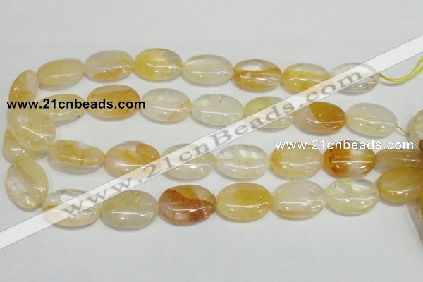 CYC03 15.5 inches 18*25mm oval yellow crystal quartz beads