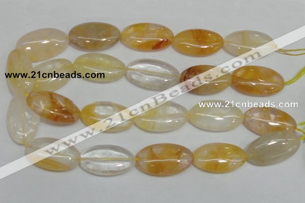 CYC04 15.5 inches 20*35mm oval yellow crystal quartz beads