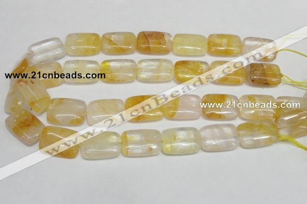 CYC10 15.5 inches 18*25mm rectangle yellow crystal quartz beads