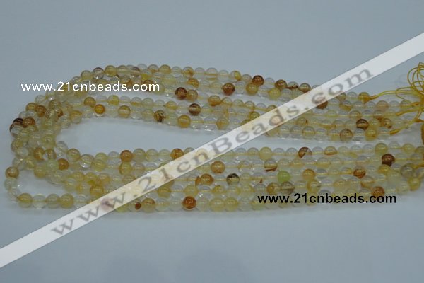 CYC101 15.5 inches 6mm round yellow crystal quartz beads