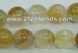 CYC105 15.5 inches 14mm round yellow crystal quartz beads