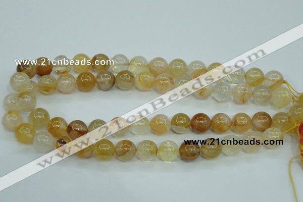 CYC105 15.5 inches 14mm round yellow crystal quartz beads