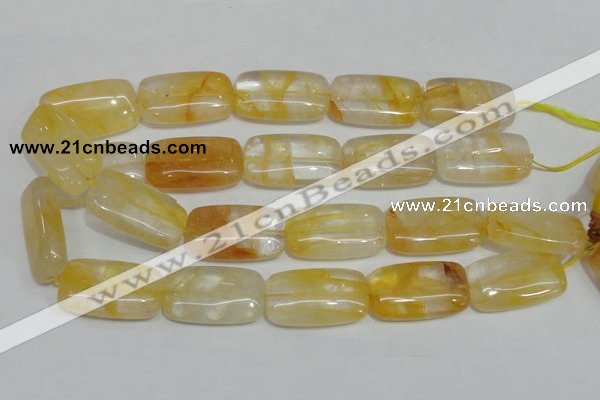 CYC11 15.5 inches 20*35mm rectangle yellow crystal quartz beads