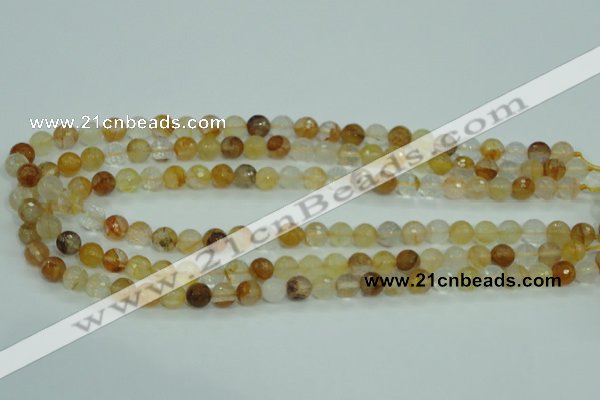 CYC113 15.5 inches 8mm faceted round yellow crystal quartz beads