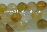 CYC115 15.5 inches 12mm faceted round yellow crystal quartz beads