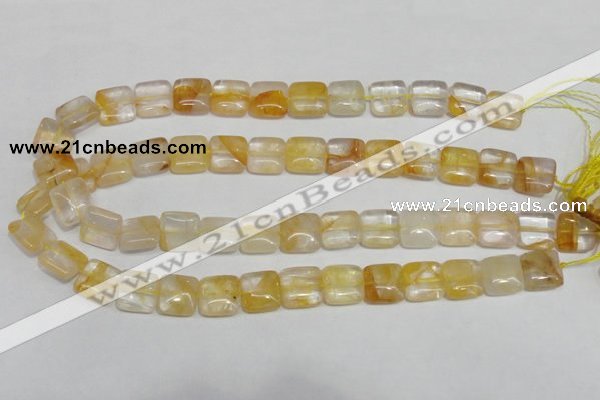 CYC12 15.5 inches 14*14mm square yellow crystal quartz beads