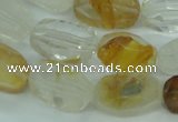 CYC126 15.5 inches 10*18mm faceted nuggets yellow crystal quartz beads