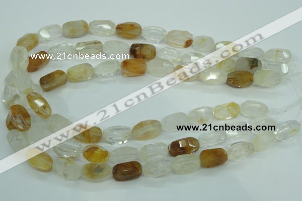 CYC126 15.5 inches 10*18mm faceted nuggets yellow crystal quartz beads