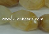 CYC129 15.5 inches 18*30mm faceted nuggets yellow crystal quartz beads