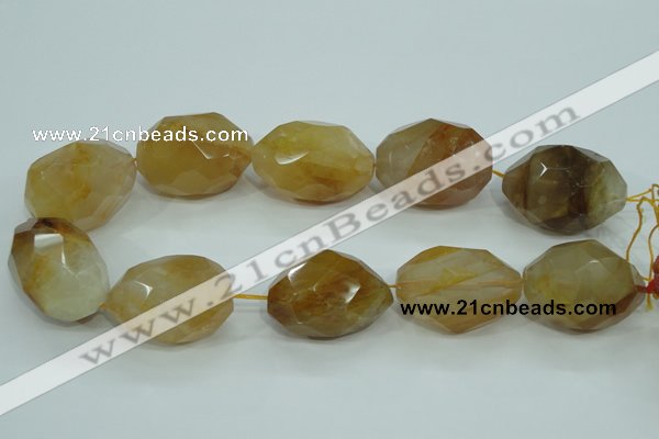 CYC130 15.5 inches 26*38mm faceted nuggets yellow crystal quartz beads