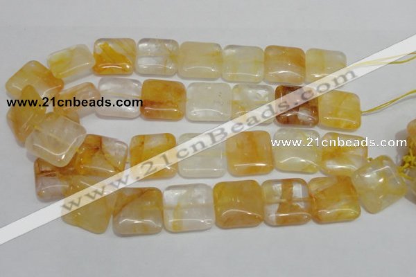 CYC14 15.5 inches 25*25mm square yellow crystal quartz beads