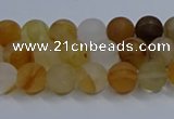 CYC140 15.5 inches 4mm round matte yellow quartz beads wholesale