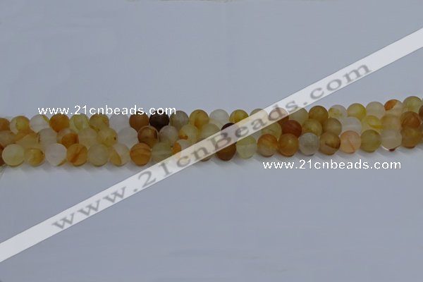 CYC140 15.5 inches 4mm round matte yellow quartz beads wholesale