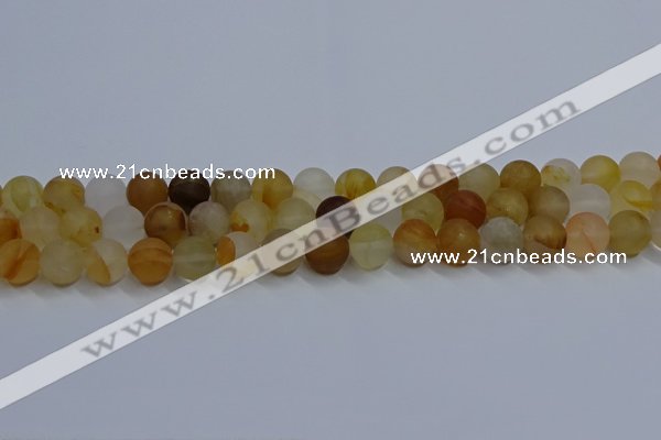 CYC142 15.5 inches 8mm round matte yellow quartz beads wholesale