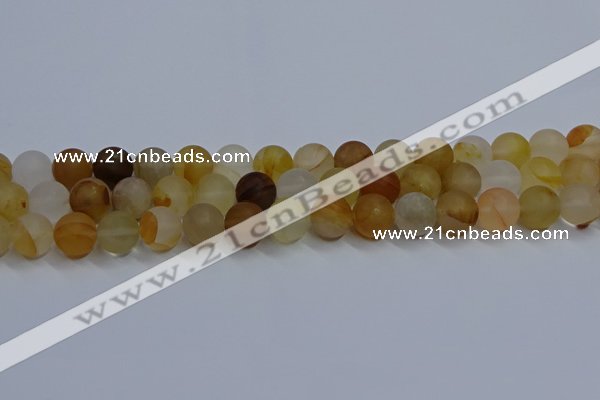 CYC143 15.5 inches 10mm round matte yellow quartz beads wholesale