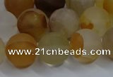 CYC144 15.5 inches 12mm round matte yellow quartz beads wholesale