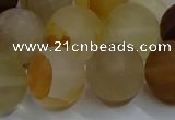 CYC145 15.5 inches 14mm round matte yellow quartz beads wholesale
