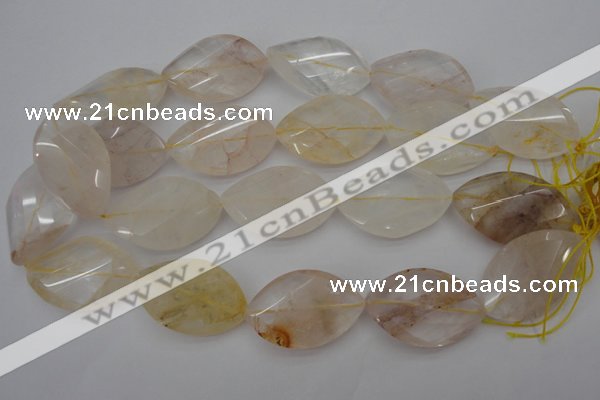 CYC202 15.5 inches 25*40mm twisted & faceted marquise yellow quartz beads