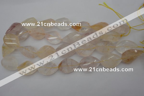 CYC204 15.5 inches 20*30mm twisted & faceted teardrop yellow quartz beads