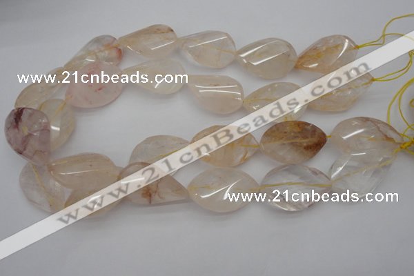 CYC205 15.5 inches 22*32mm twisted & faceted teardrop yellow quartz beads